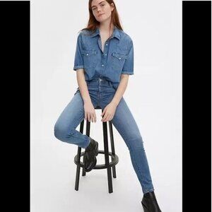 Levis 711 Skinny Jeans Medium Wash Denim Womens Slim Fit Stretch Size 30